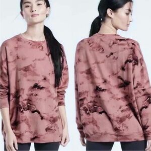 Athleta Palmero Balance Tie-Dye Pullover in Pink and Black